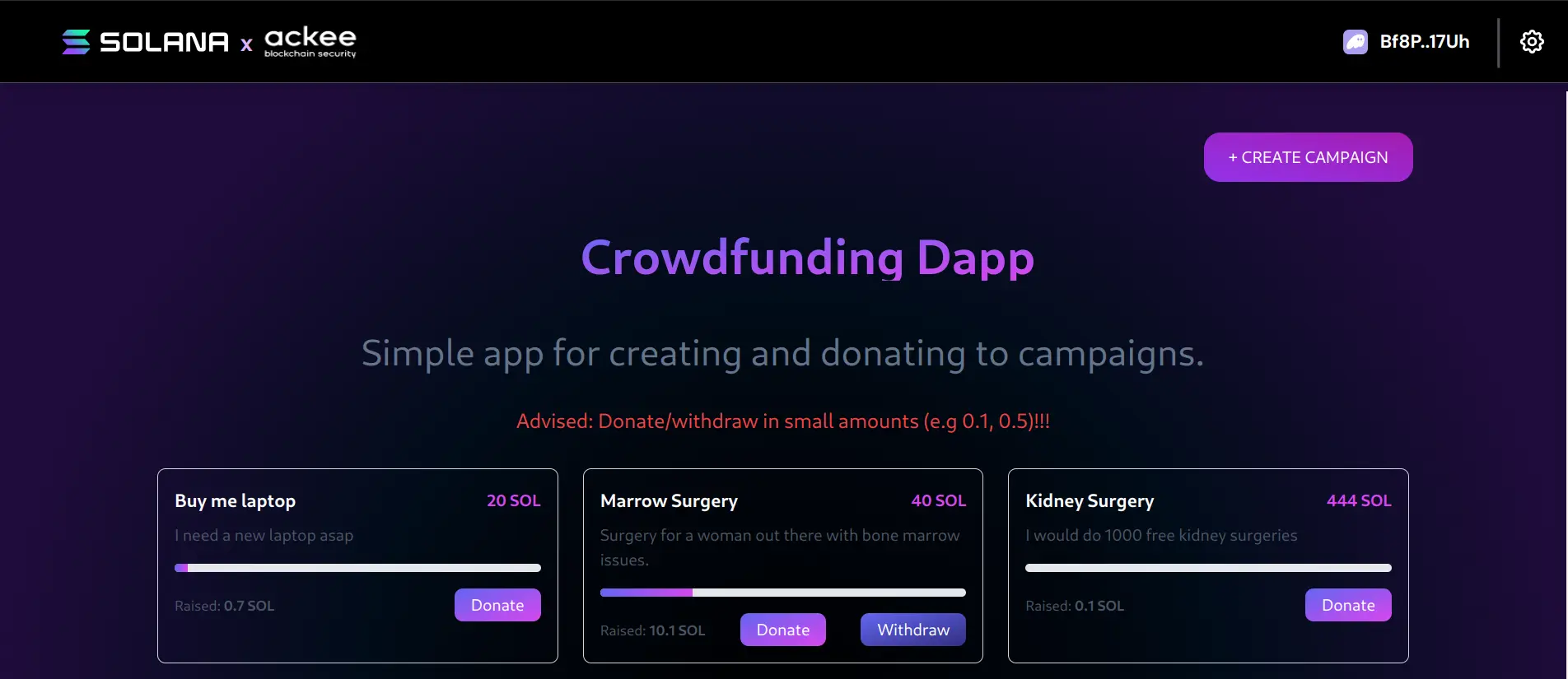Crowdfunding Dapp